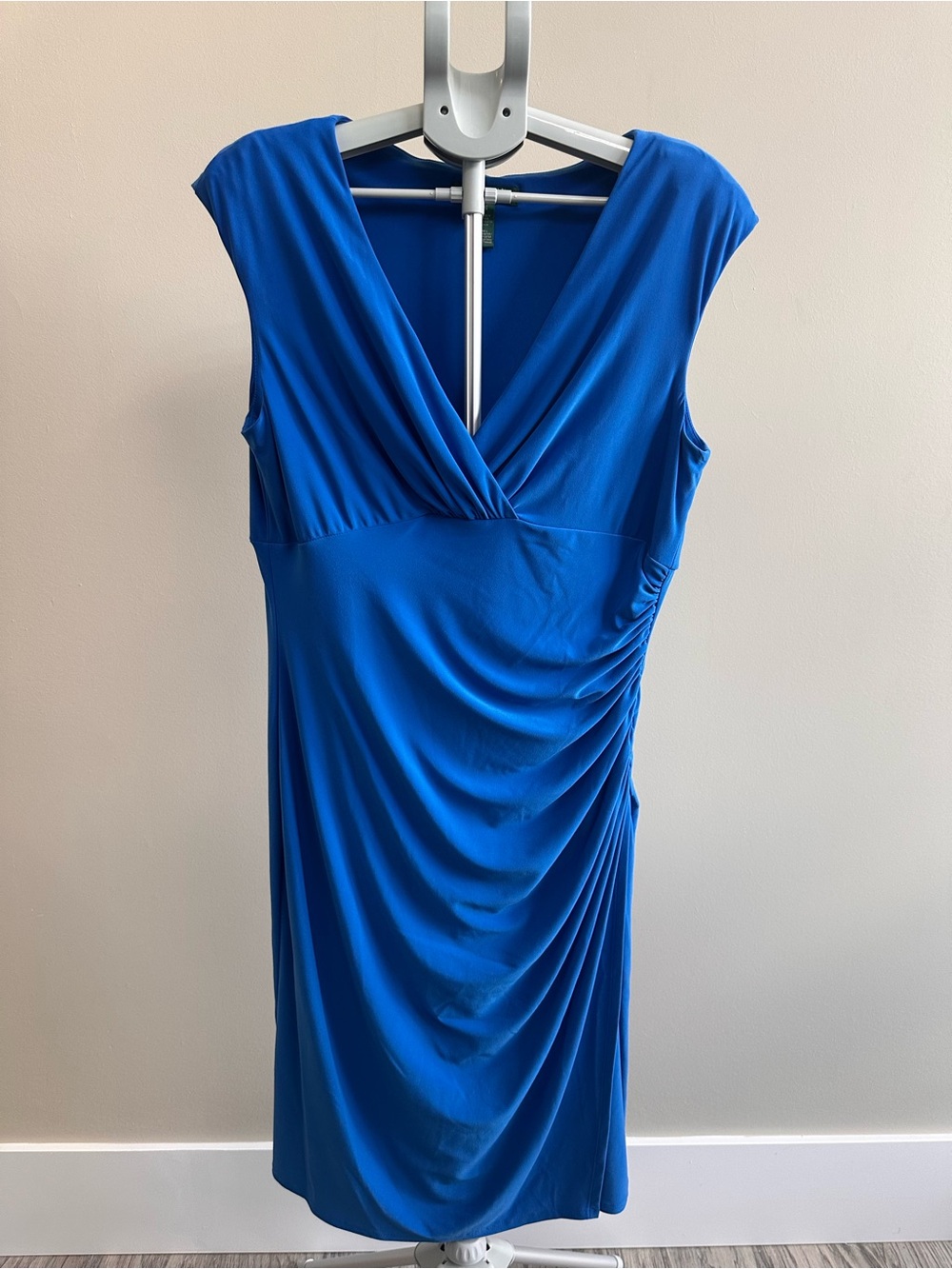 Lauren Ralph Lauren Royal Blue Sleeveless V‑Neck Midi Dress